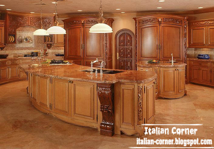 Italy luxury kitchen design with wooden kitchen cabinets furniture for 