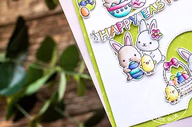 Sunny Studio Stamps: Staggered Circles Dies Chubby Bunny Happy Easter Card by Eloise Blue