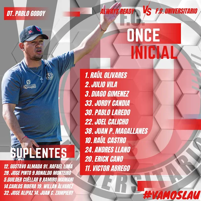 Alineaciones Always Ready vs Universitario de Vinto