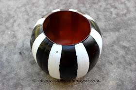 Eclectic Red Barn: Painted white pumpkin with black stripes