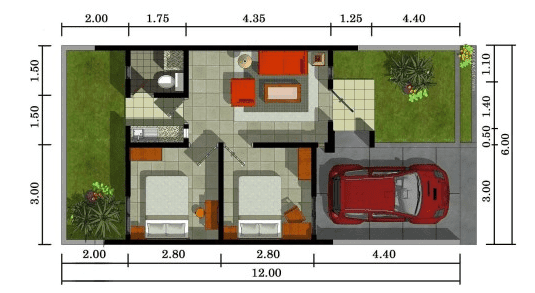 Denah Rumah Sederhana Minimalis Type 36