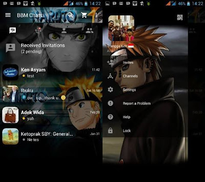 BBM Naruto New Style v3.0.1.25 MOD APK ( BBM Tema Kartun)