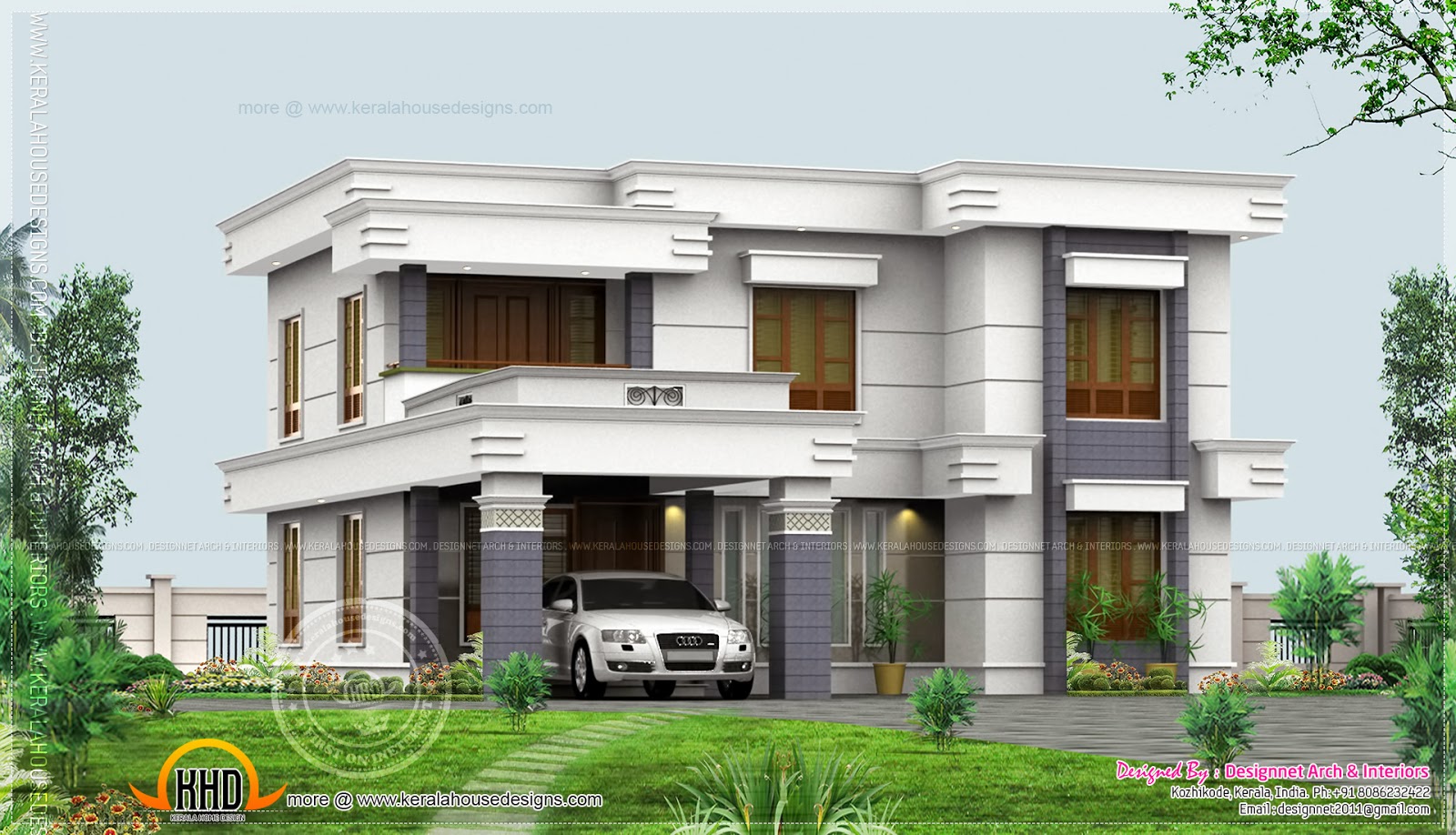  4  bedroom  Flat  Roof  design in 2500 sq ft Home  Kerala Plans 