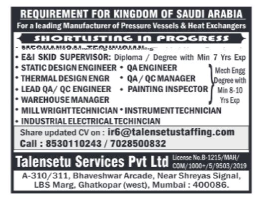 23 March 2024 - Assignment Abroad Times Jobs Vacancy Paper