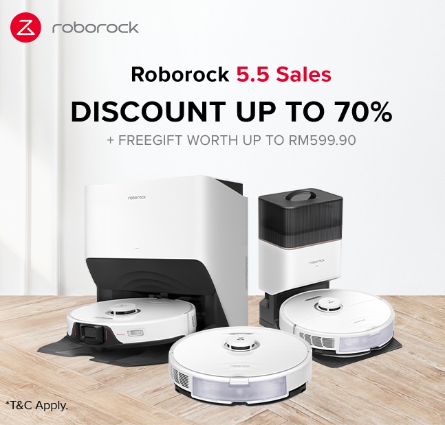 Roborock 5.5 Sale: Discounts up to 70% and Free Gift worth up to RM599.90 await you!