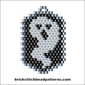 Click for a larger image of the Ghost Dog Tag Halloween bead pattern labeled color chart.