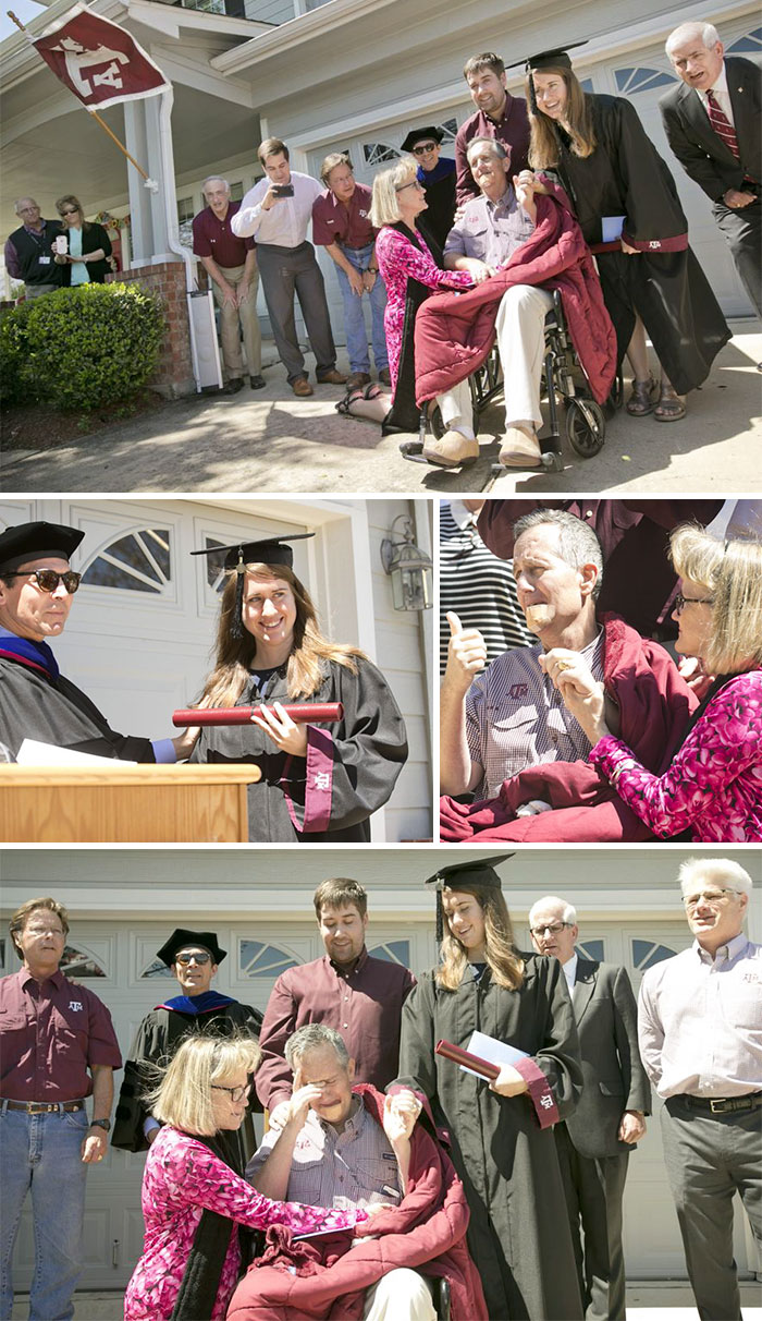 36 People's Heart-Breaking Last Wishes - Father Dying Of Terminal Cancer Has Wish To See His Daughter Graduate From His Alma Matter Granted After Texas A&M Brings The Ceremony To Him