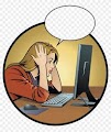 Frustated woman sitting in front of computer