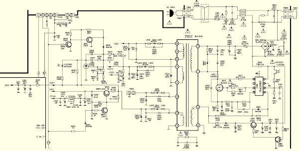 TCL SY33 chassis – TCL25M63 TCL21M63 - slim CRT TV – how to enter service mode, circuit diagram, TEA1506 IC controlled SMPS schematic