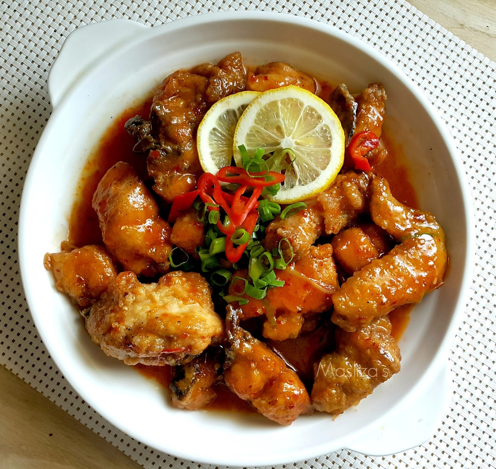 Resepi Ayam Madu Lemon Pedas / Spicy Lemon Chicken - Pink 