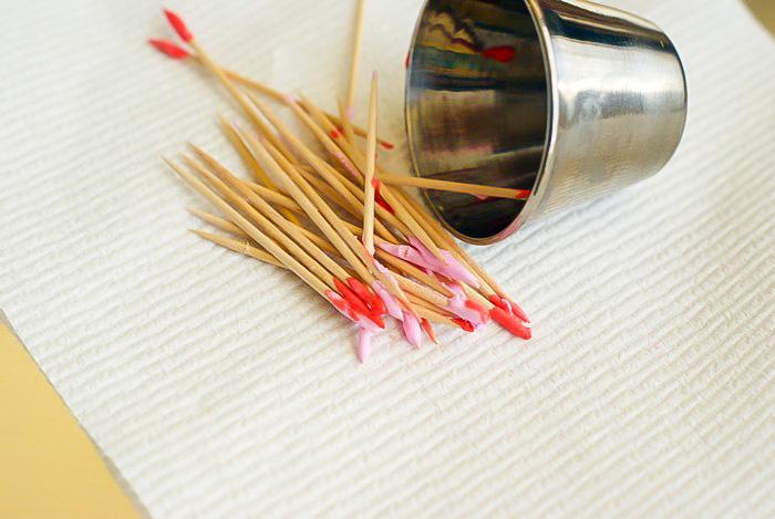 toothpick with royal icing from cookie decorating