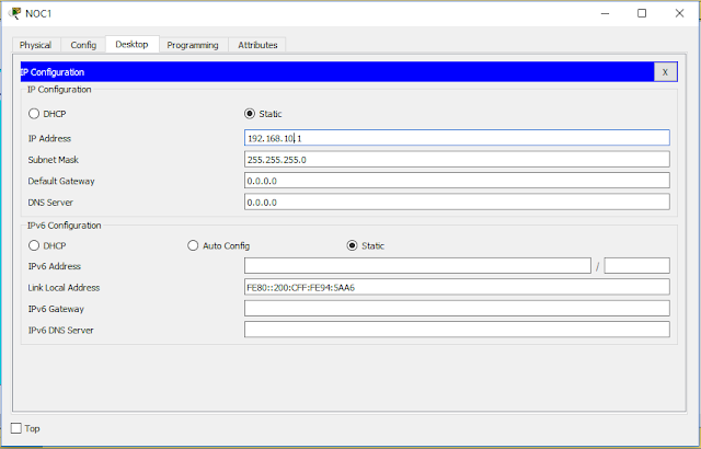 Setting IP PC NOC1