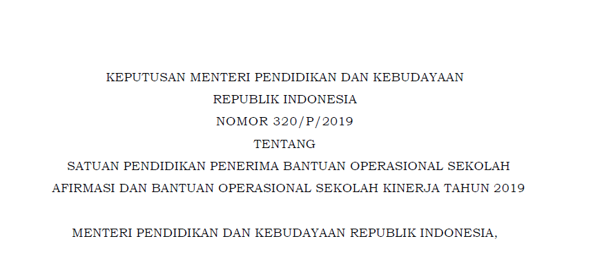 Daftar Sekolah Penerima BOS Afirmasi dan BOS Kinerja 2019 - Info Dunia