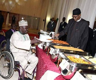 Humble Buhari Serves Meal To Disables, IDP At Breaking Ramadan Fast In Aso Rock, See Photos 