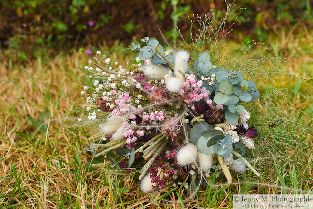 idée bouquet champêtre fleurs séchées mariage