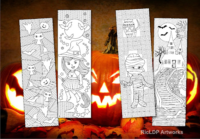 Halloween Coloring Bookmarks