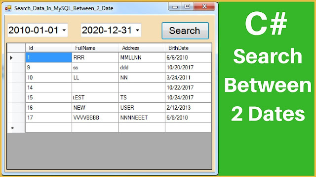 C# And MySQL Search Records Between Two Date