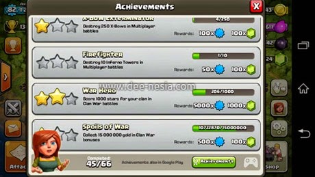 Gems COC Gratis Dengan Acheivements