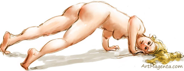Life drawing model doing push ups is a croquis by artist and illustrator Artmagenta