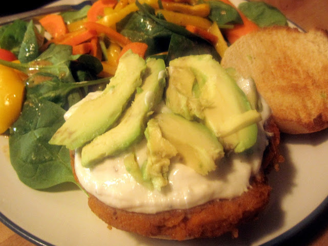 Chipotle Sweet Potato Burgers with Roasted Garlic Sauce 