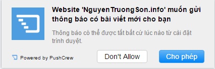 Hướng dẫn tạo Push Notification (thông báo đẩy) cho Blogspot