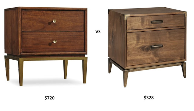 Modern Walnut and Brass Nightstand