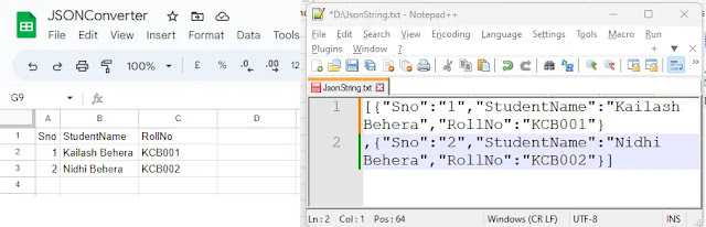 Excel to JSON and JSON to Excel