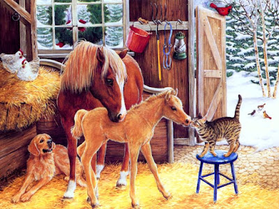 imagen de navidad con caballos