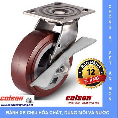 Bánh xe PU càng Inox 304 chịu lực Colson Mỹ tại Bến Tre www.banhxeday.xyz