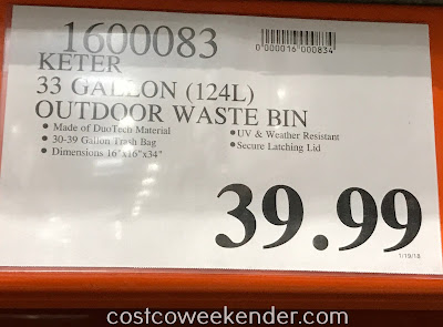 Deal for the Keter 33-gallon Outdoor Waste Bin at Costco