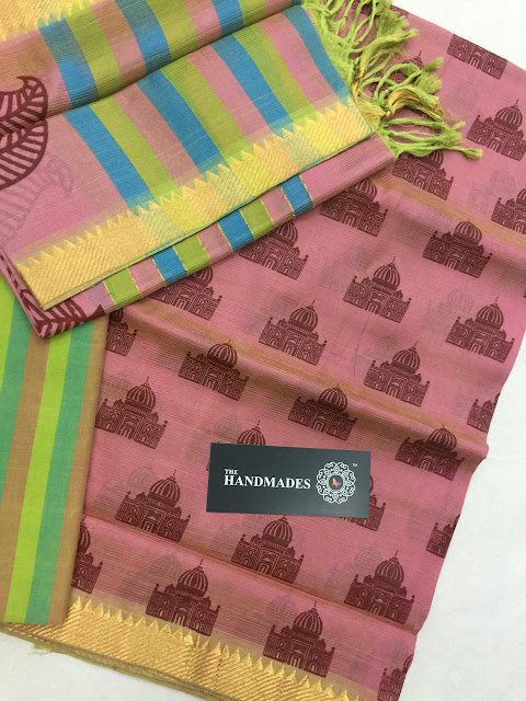  Mangalagiri Handloom Cotton Silk Dress Materials 