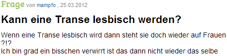 Kann eine Transe lesbisch werden?