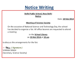 sample of notice writing