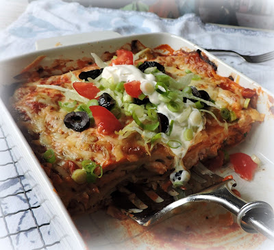 Cheesy Chicken Enchilada Casserole