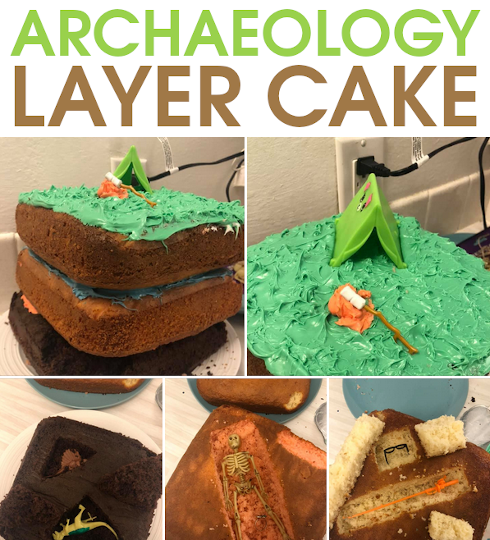 Do an archaeological dig through a layer cake.  Great for homeschool history lessons, or archeaology or paleontology parties.  Eat your way through history!