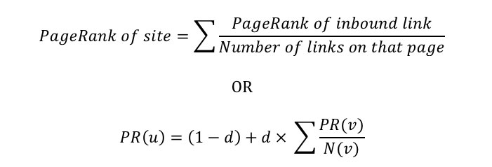 Formula to calculate the Page Rank