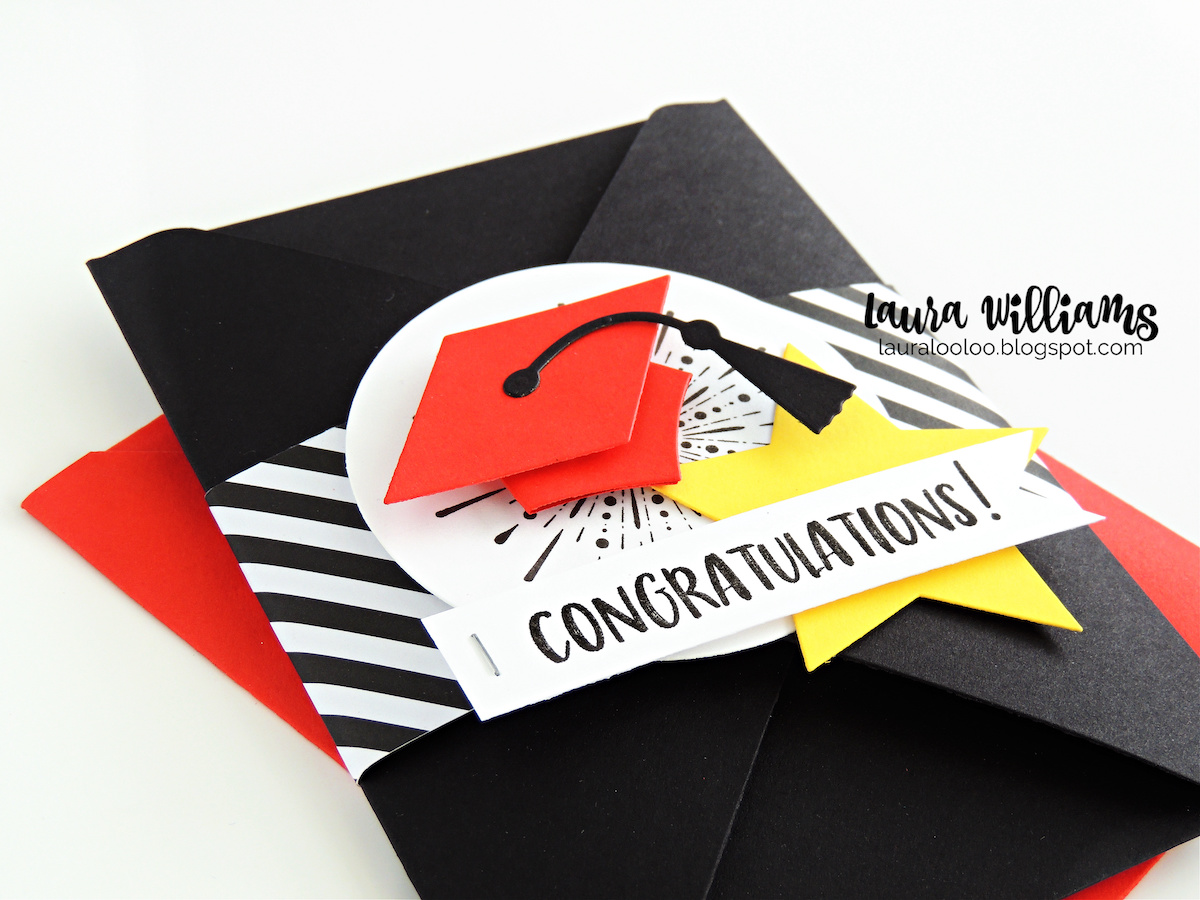 How to make a super cool graduation card with an exploding envelope! Visit this tutorial to learn how to make this unique and surprising handmade card idea. It starts with an envelope created with a scoring board, and then it becomes an amazing interactive card with pockets and notes and room for a gift card! You'll love customizing this exploding envelope card for any occasion!