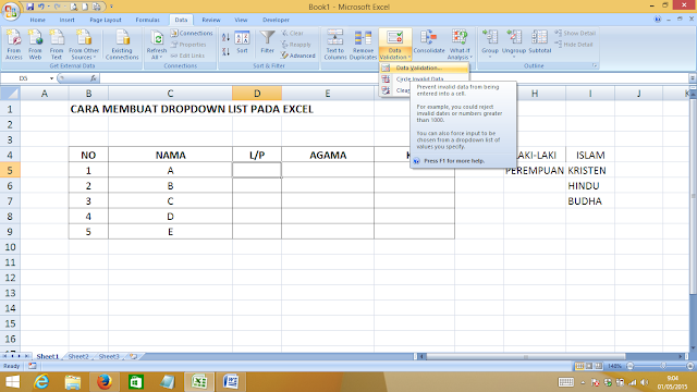 Cara Membuat Drop Down List Excel