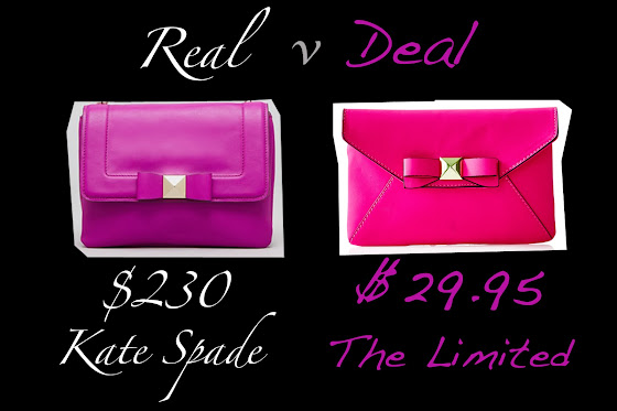 Real vs Deal is Kate Spade versus The Limited bow clutch.