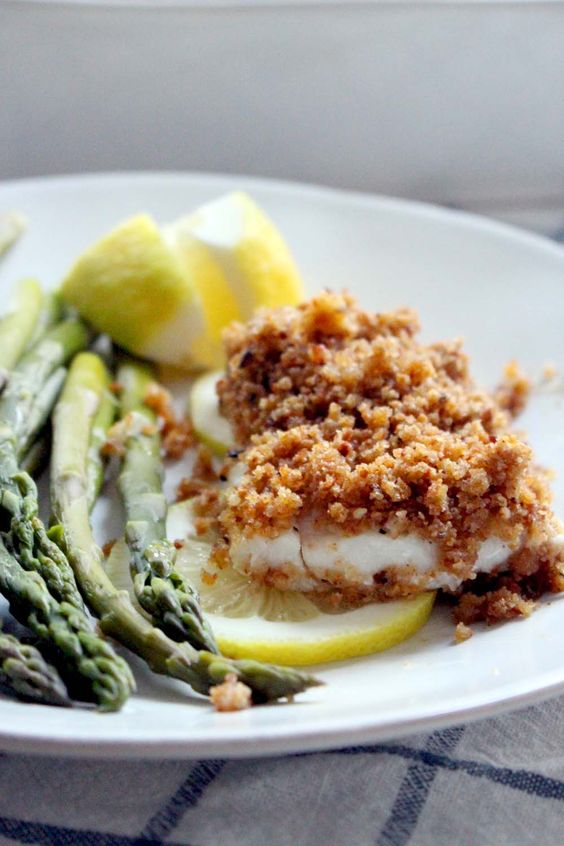 New England Baked Haddock* I made this with frozen fish chunks and although the breadcrumbs were a little soggy, the boys liked it!