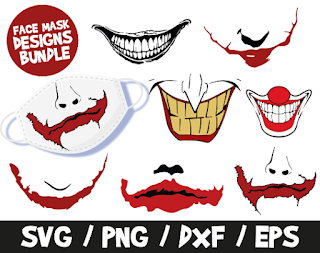 The Joker SVG Bundle, The Joker Smile Face Mask, Halloween SVG, Halloween Face Mask, Smile Nose SVG Mask, Halloween Mask Joker, Batman