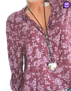 V Neck Loose Fitting Print Blouses (Price:$ 19.28)