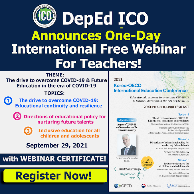 DepEd ICO announces Free International Webinar for Teachers on September 29, 2021 | REGISTER NOW!