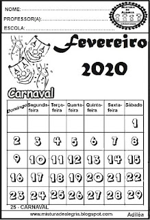 calendário 2020 para imprimir