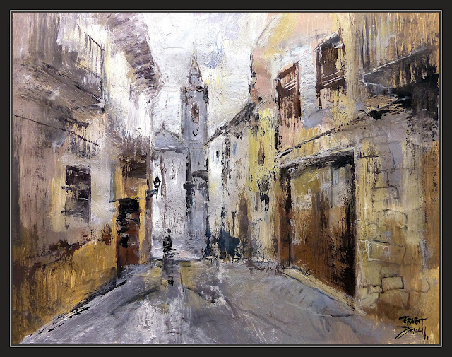 VALJUNQUERA-PINTURA-MATARRAÑA-MATARRANYA-PUEBLOS-TERUEL-ARAGON-PAISAJES-PLASTICA-CUADROS-ARTISTA-PINTOR-ERNEST DESCALS-