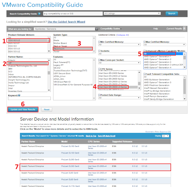 Resultados de la busqueda en VMware Compatibility Guide.