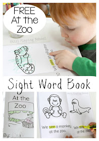 Free At the Zoo printable sight word book for emergent readers