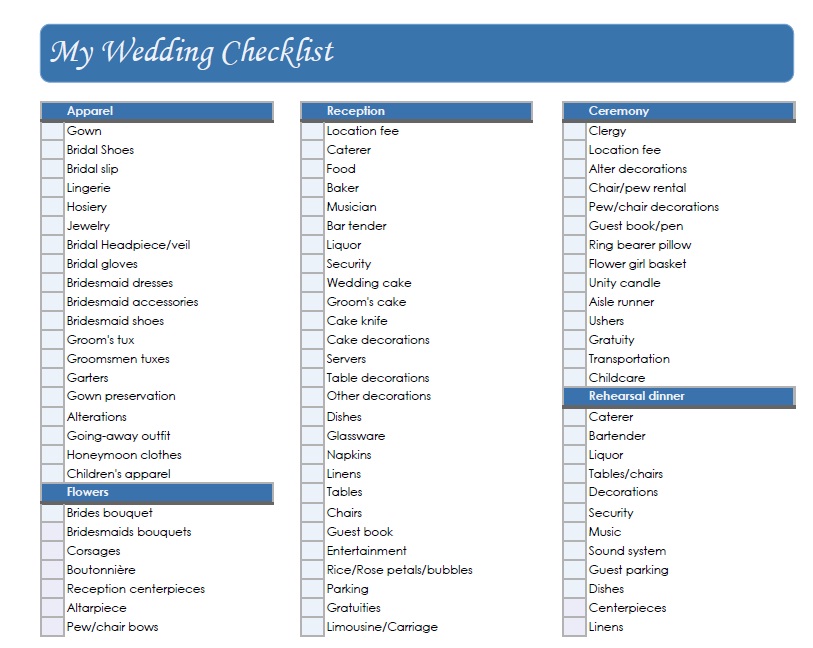 Wedding Checklist