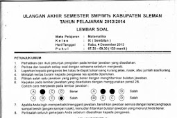 Soal UAS Matematika SMP Kelas 7-9 Semester 1 Sleman