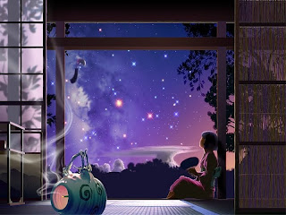 seeing rain stars starslight sky at night anime wallpaper